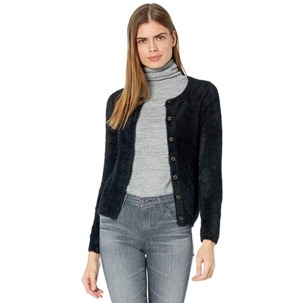 Madewell Hewitt Fuzzy Cardigan Sweater Black
